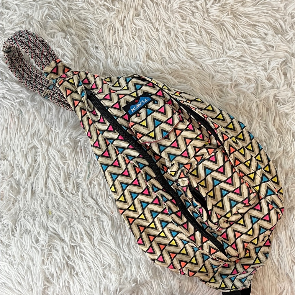 Kavu Rope Rope Sack Sling Crossbody Backpack Fluorescent Triangles